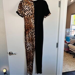 WinWin Leopard and Black Jumpsuit